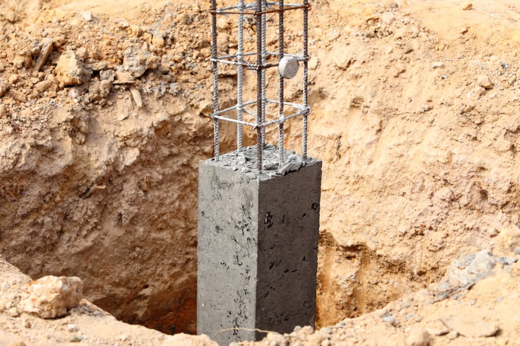 installed concrete beam foundation