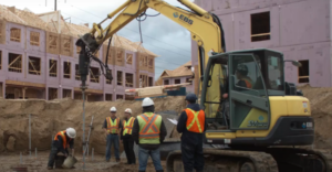 helical piles installation to a home